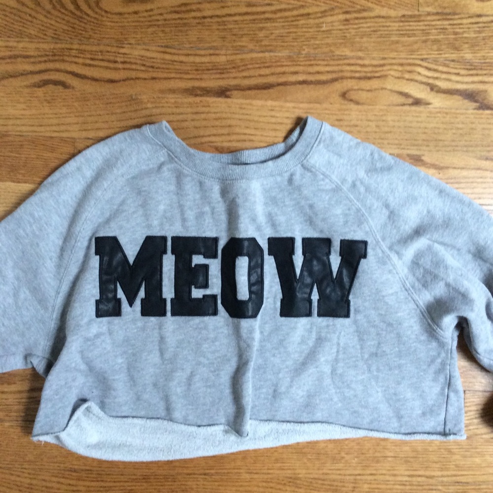cropped graphic sweatshirt with pleather letters!
